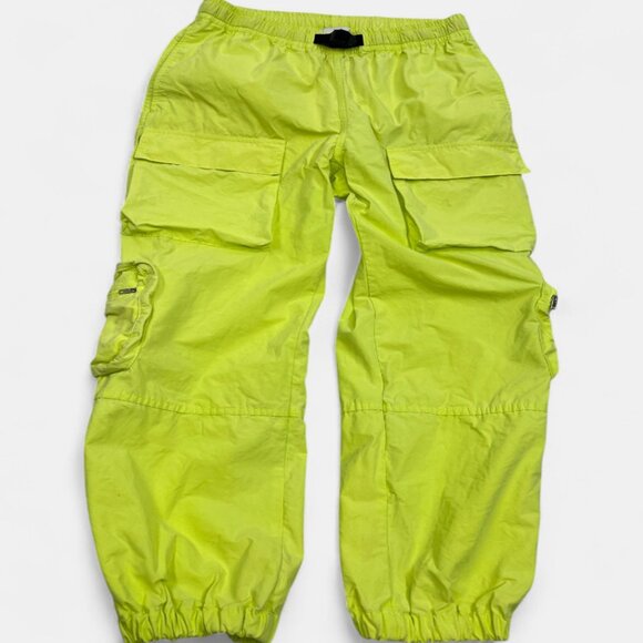 TNA Aritzia Cargo Pants Relaxed Mid Rise Adjustable Neon Green Women's Small - Picture 1 of 12